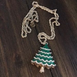 EUC Christmas Tree Enamel necklace